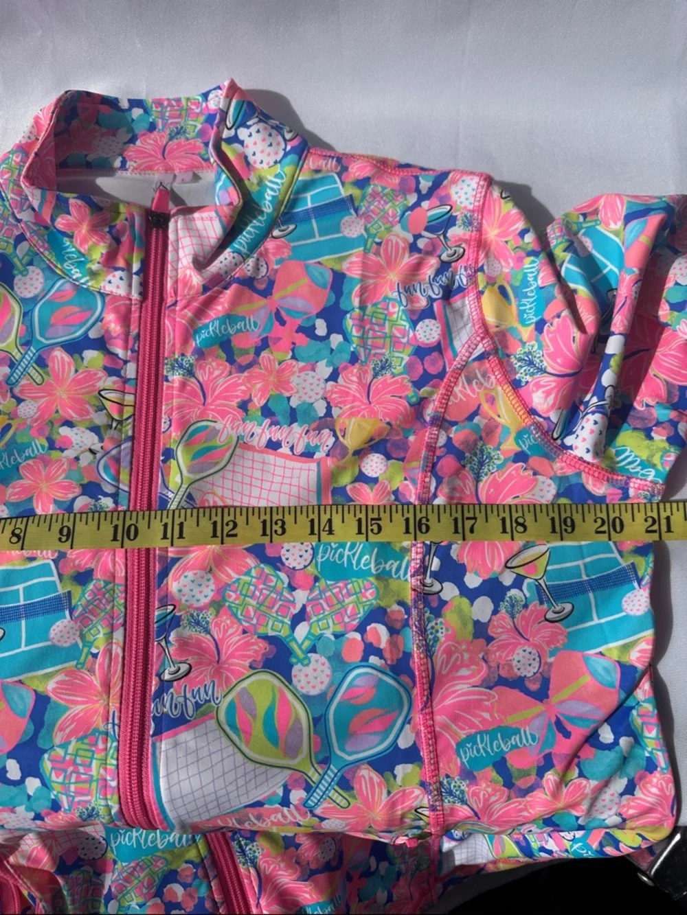 Lulu B Pickleball Print Zip Up Jacket Large UPF 50+ Sun ProtectionLong Sleeve
